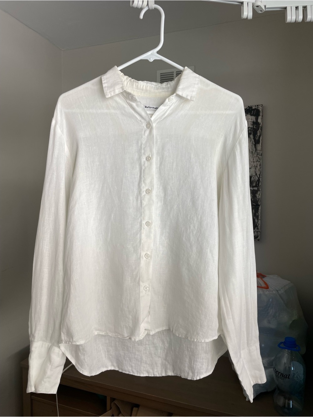Reformation White Casual Button-Down Shirt